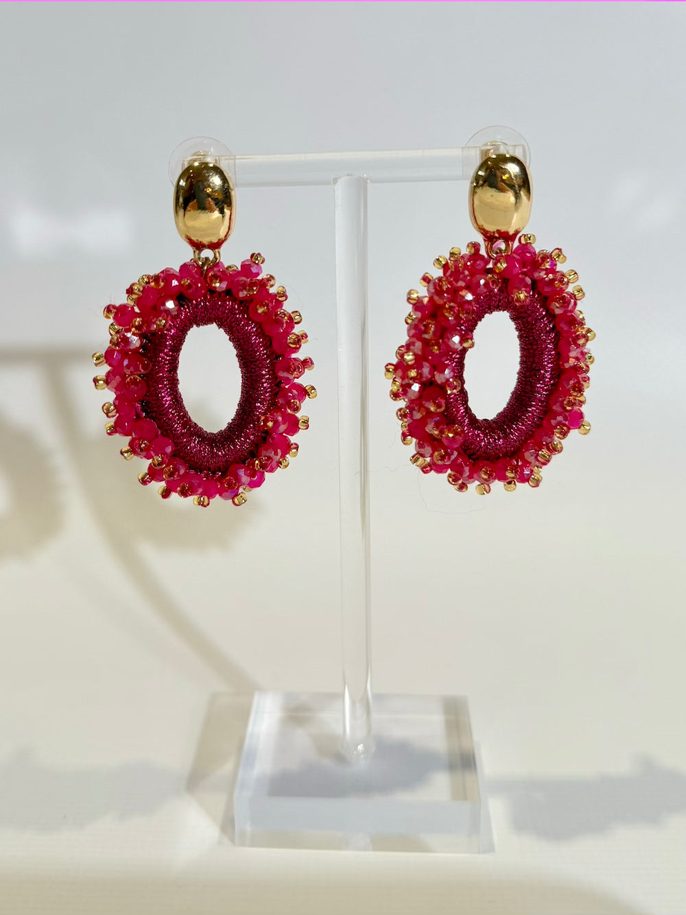 Statement oorbel fuchsia ovaal