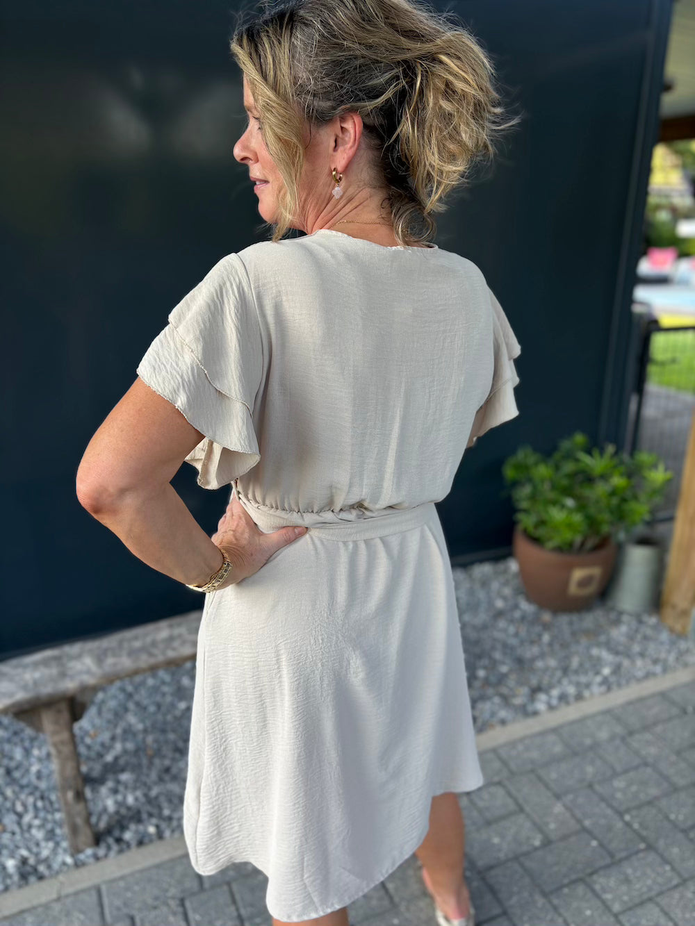 overslag jurkje azzurro beige