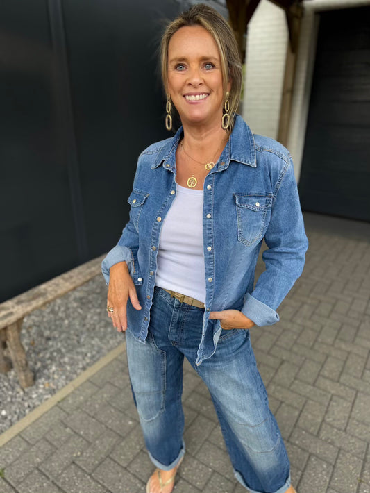 Jeansblouse met stretch