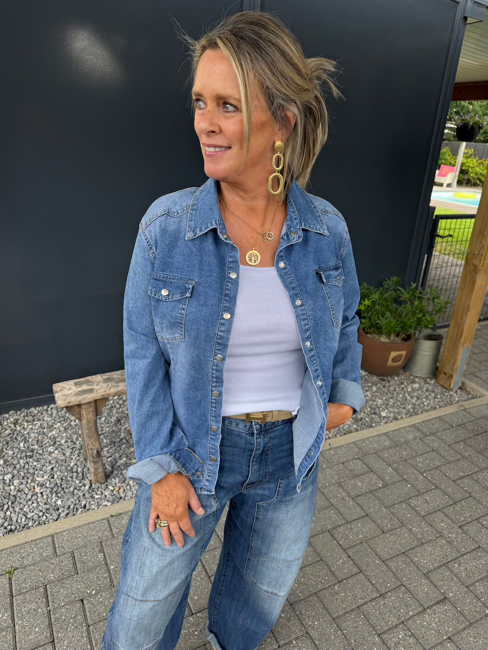 Jeansblouse met stretch