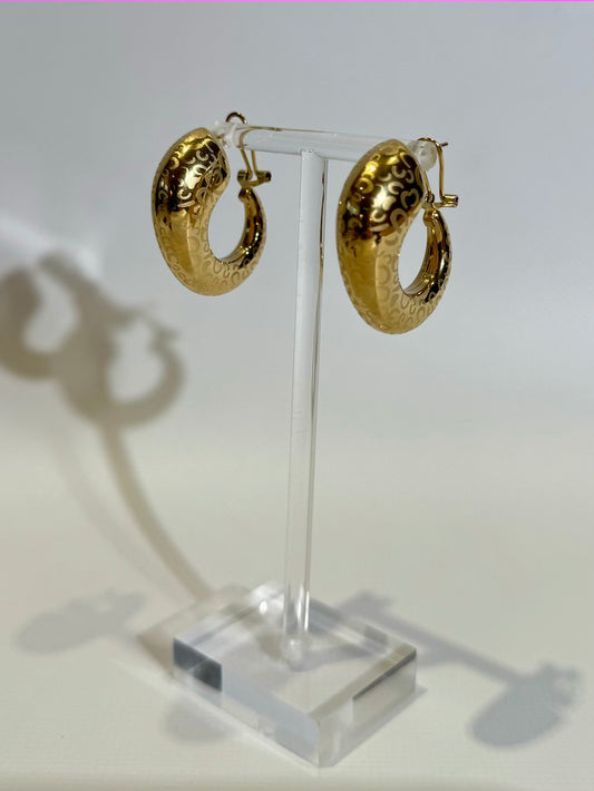 Statement oorbel goud groot met print