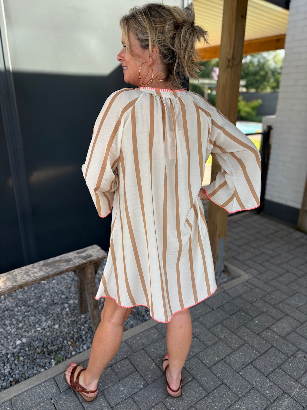 tuniek jurk gestreept viscose