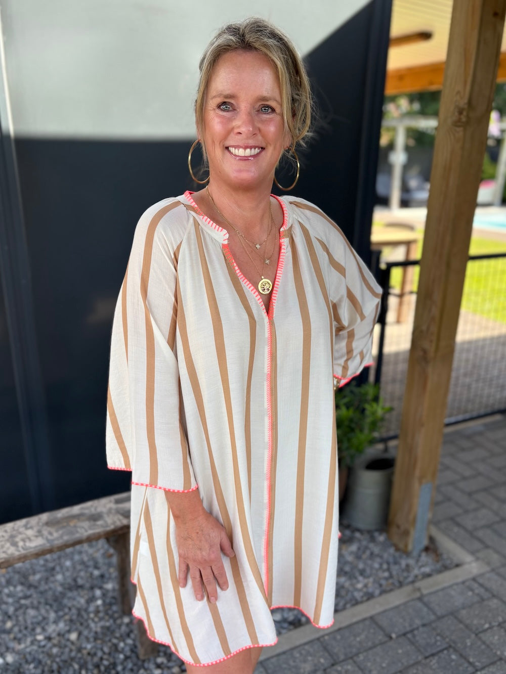 tuniek jurk gestreept viscose