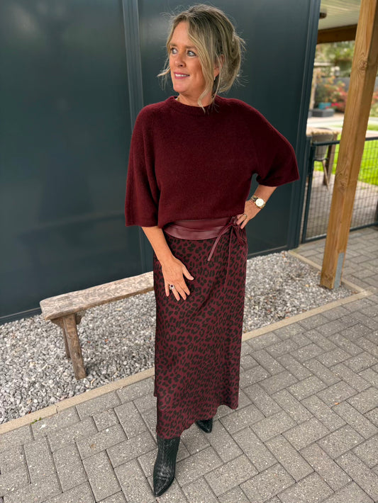 Rok luipaard bordeaux