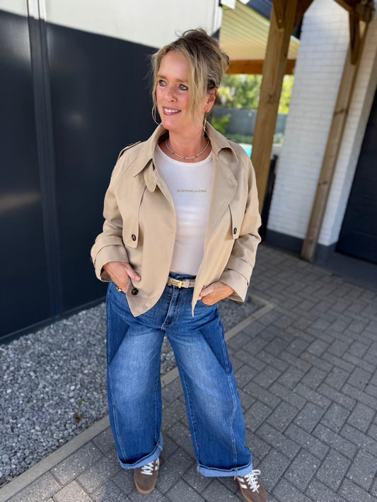 korte trenchcoat beige