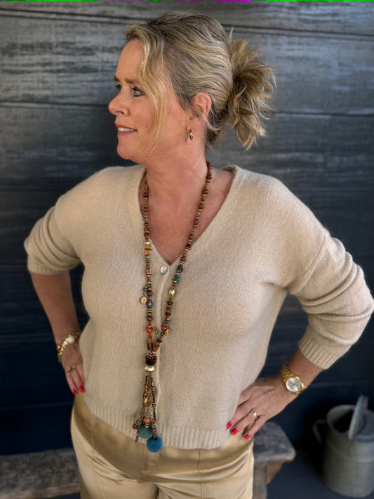 Vestje wol beige
