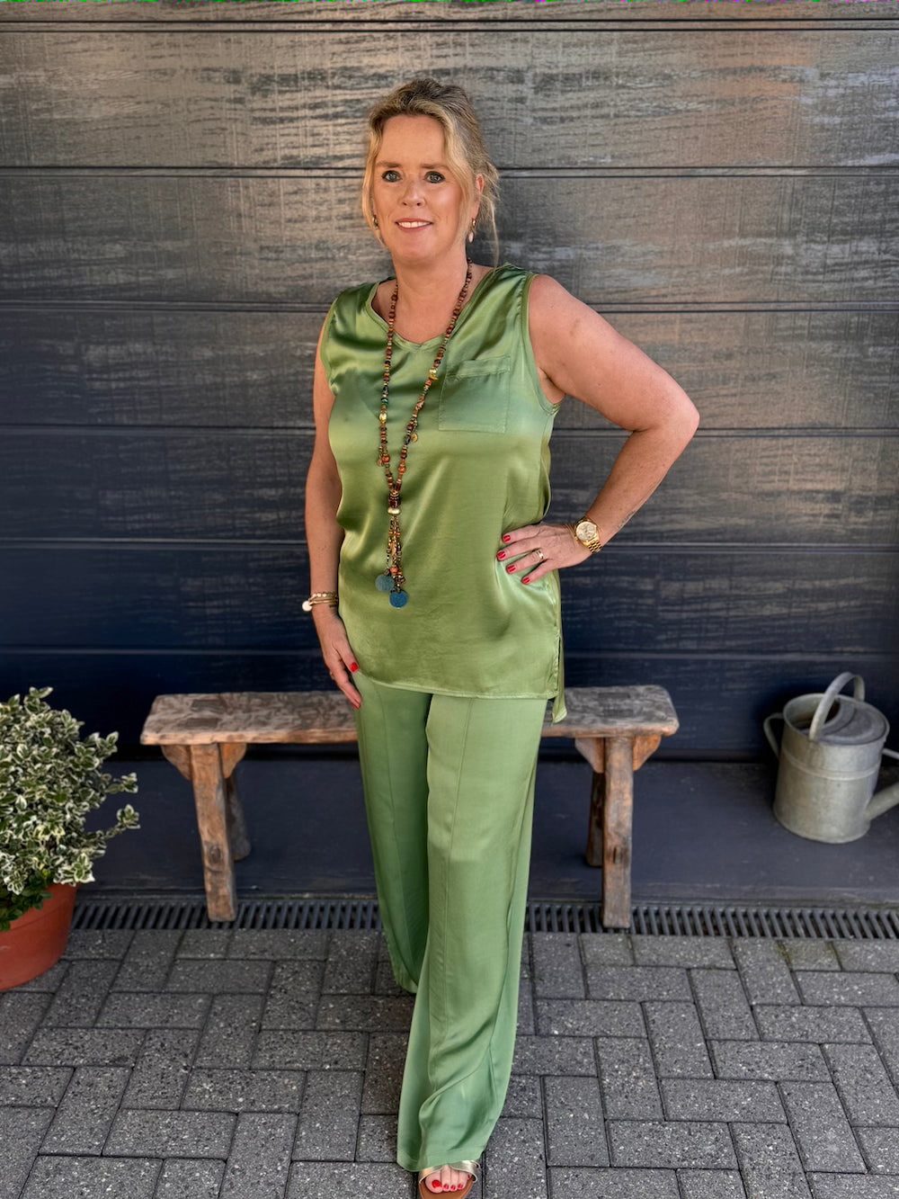 Set broek met top groen