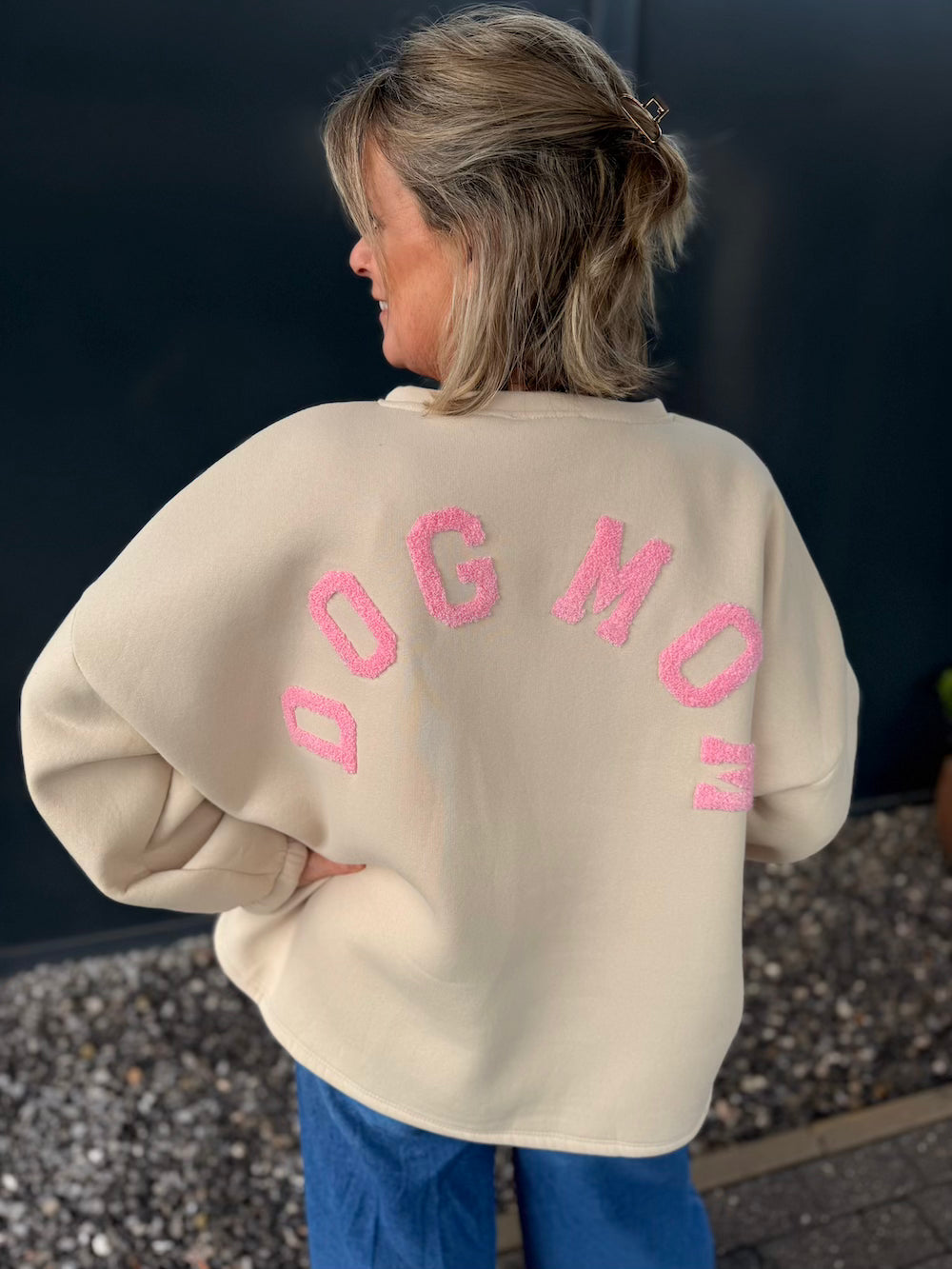 Sweater DOG MOM beige roze