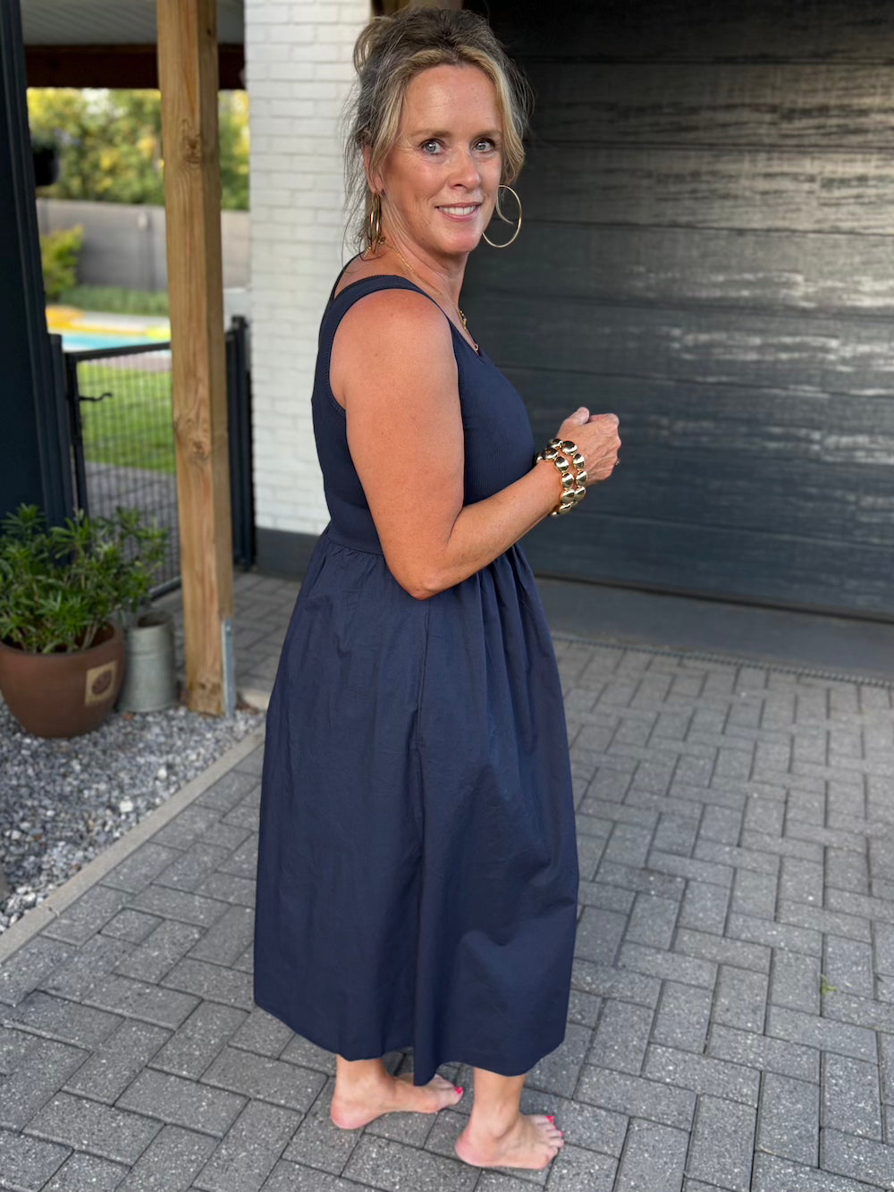 jurkje marine blauw met katoenen rok