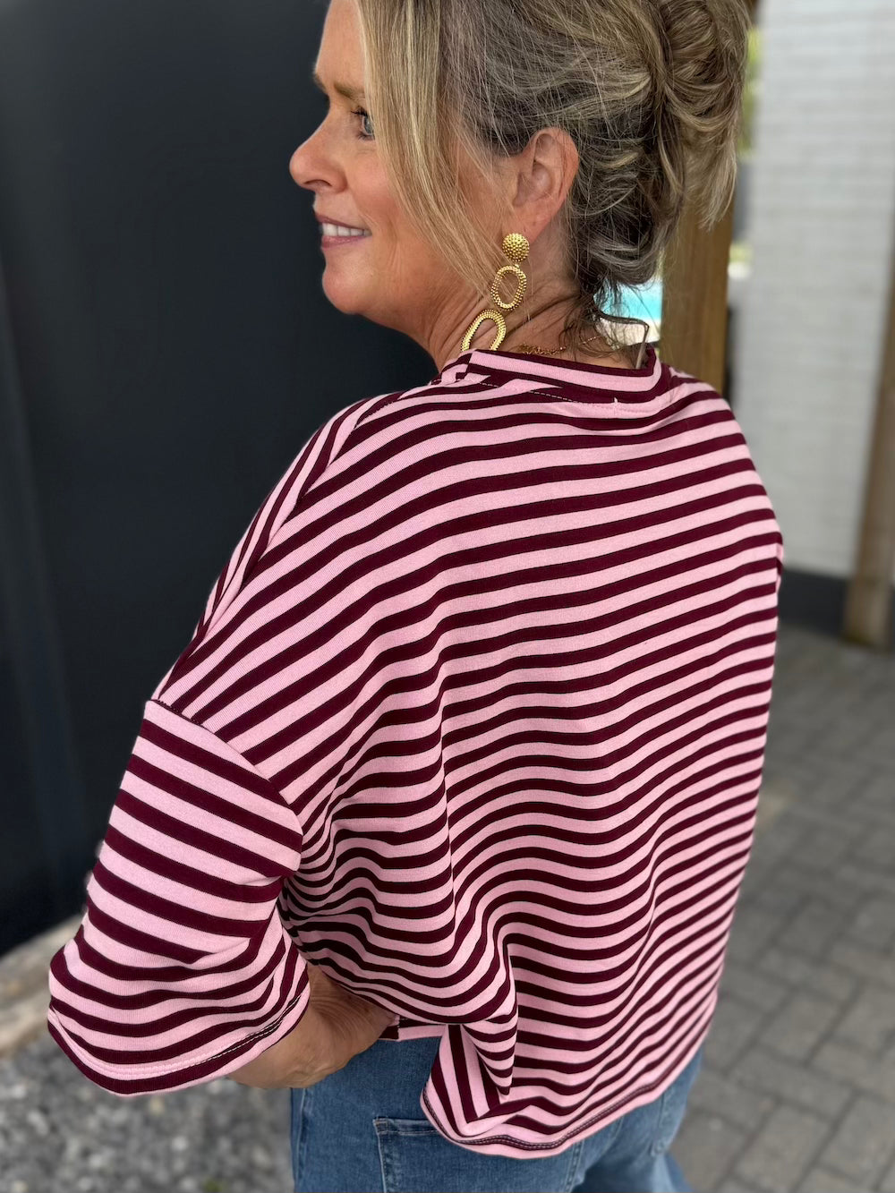 shirt gestreept bordeaux roze