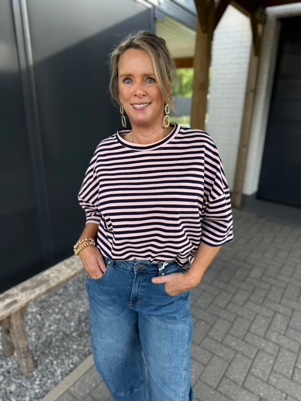 shirt gestreept roze blauw