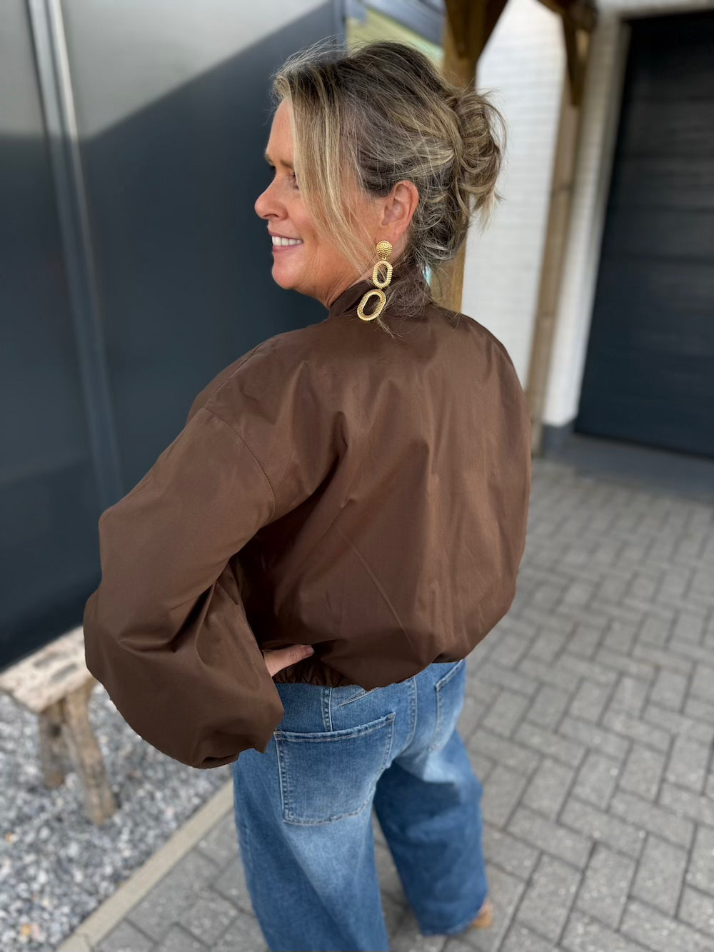 Bomber jasje met pofmouw