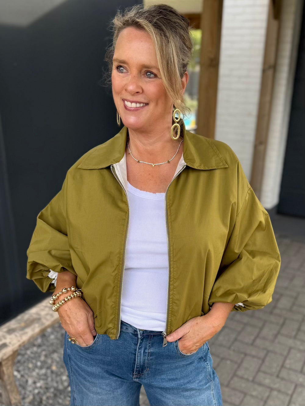 Bomber jasje met 3/4 mouw