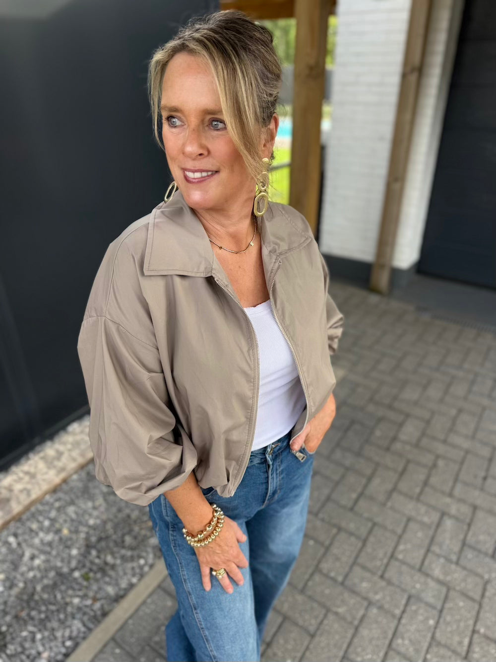 Bomber jasje met 3/4 mouw