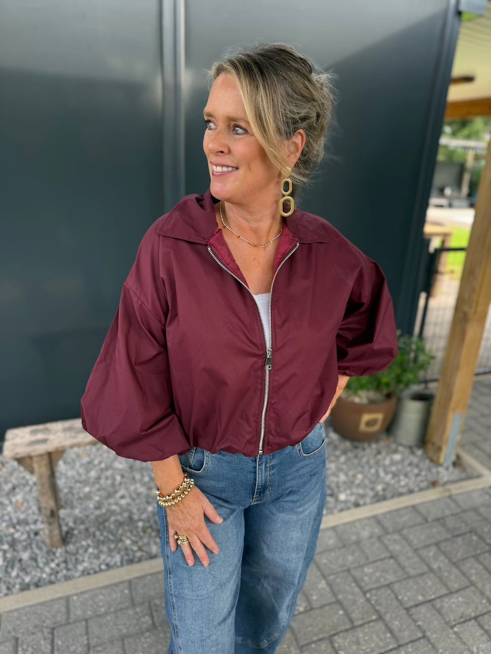 Bomber jasje met 3/4 mouw