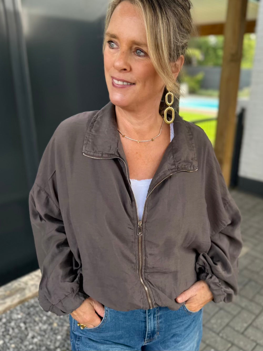 bomber jas tencell bruin