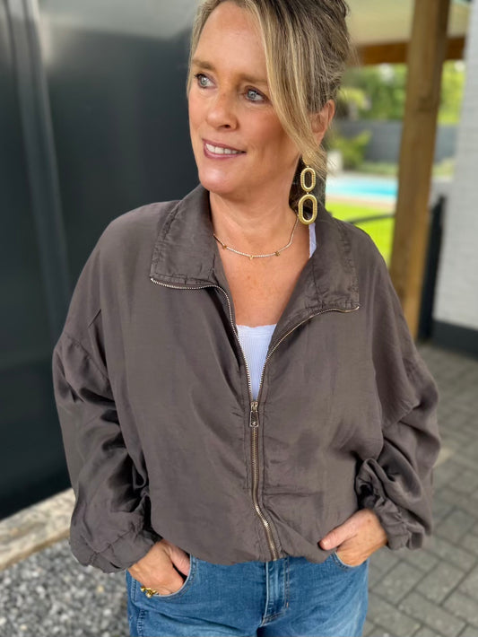 bomber jas tencell bruin