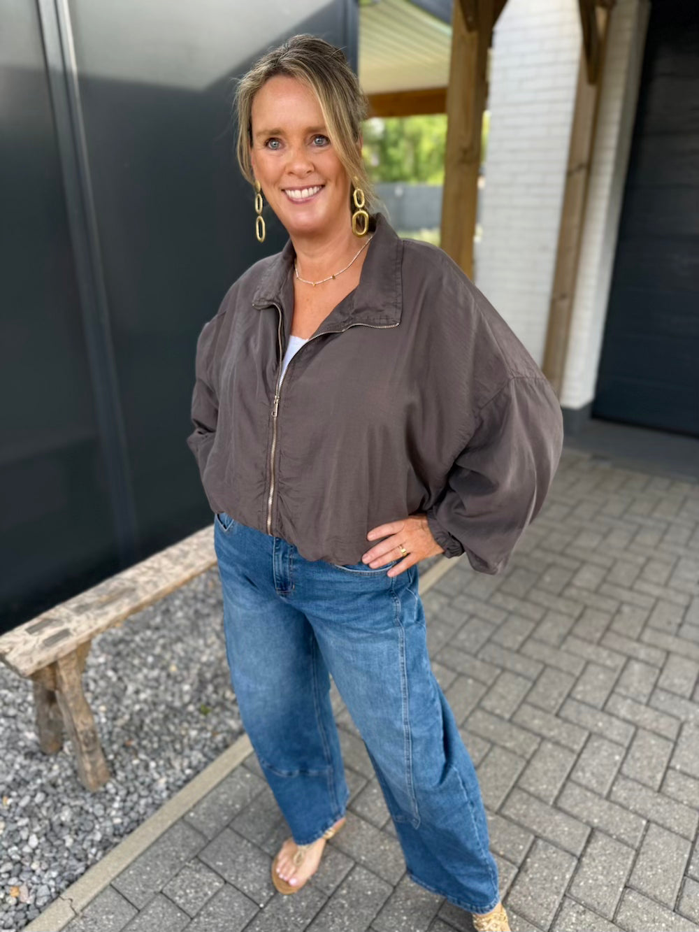 bomber jas tencell bruin