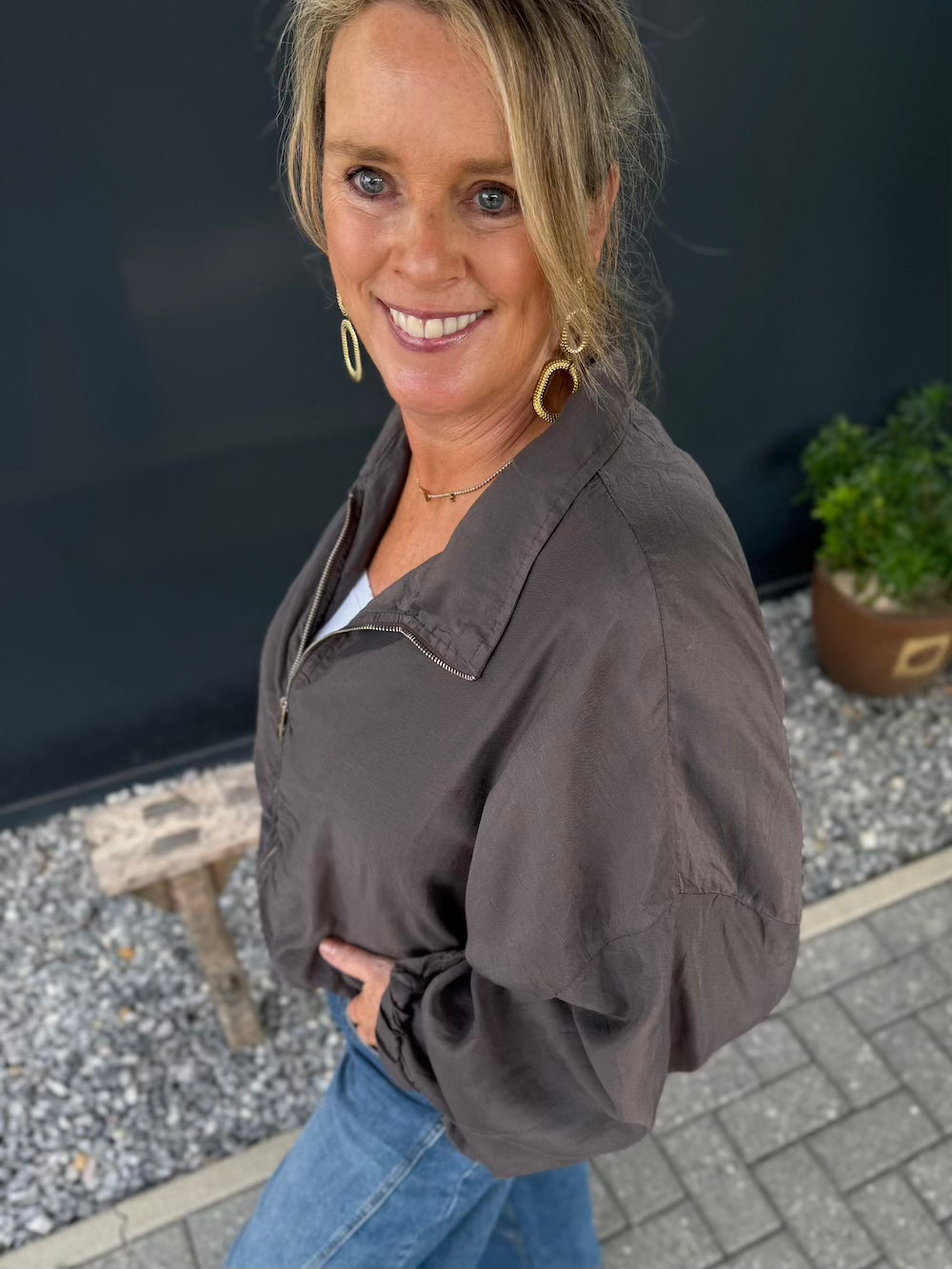 bomber jas tencell bruin