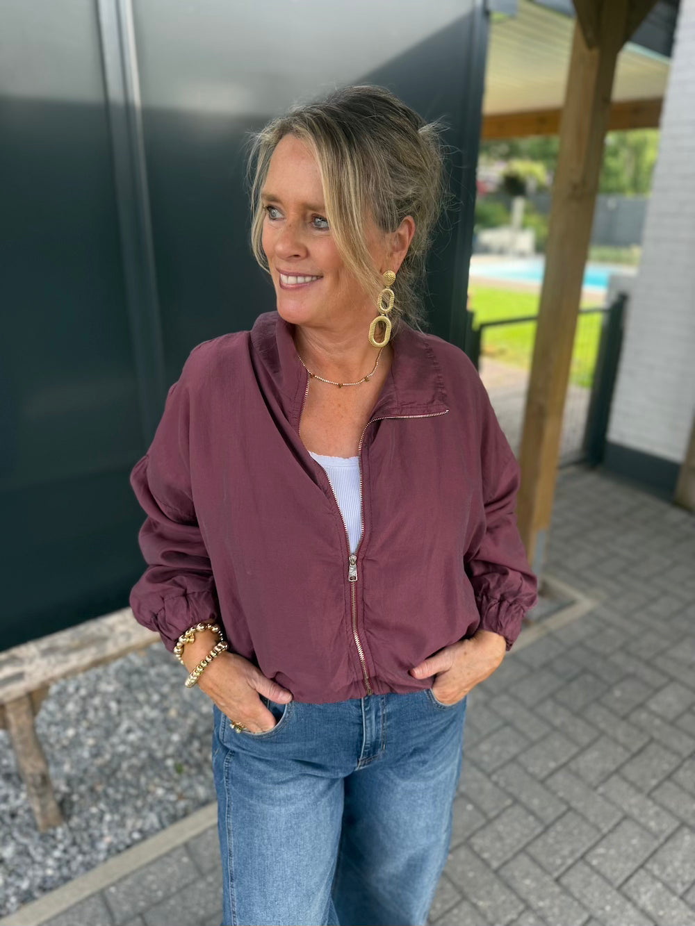 bomber jas tencell bordeaux