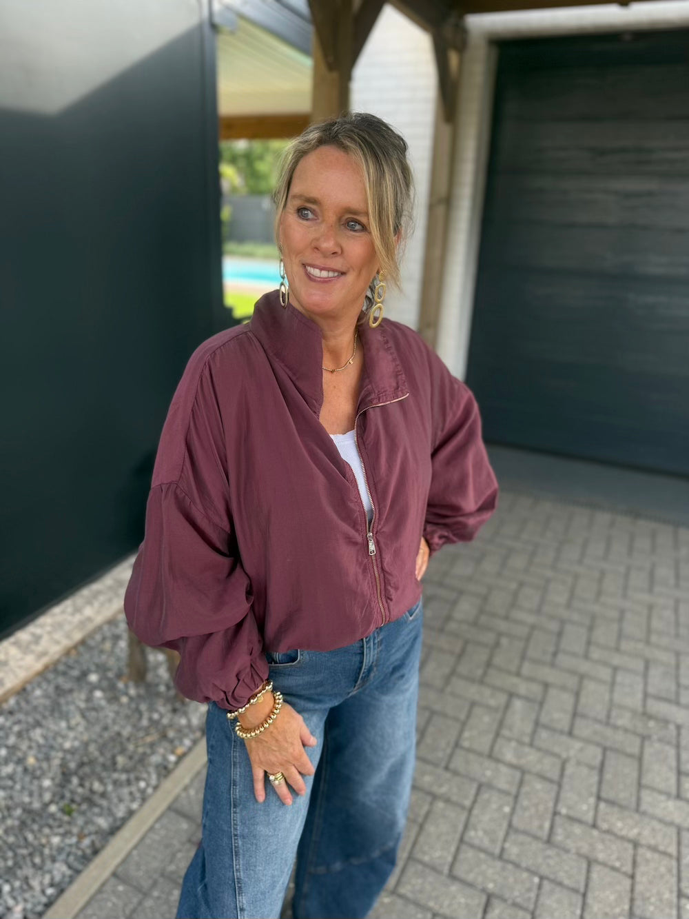 bomber jas tencell bordeaux