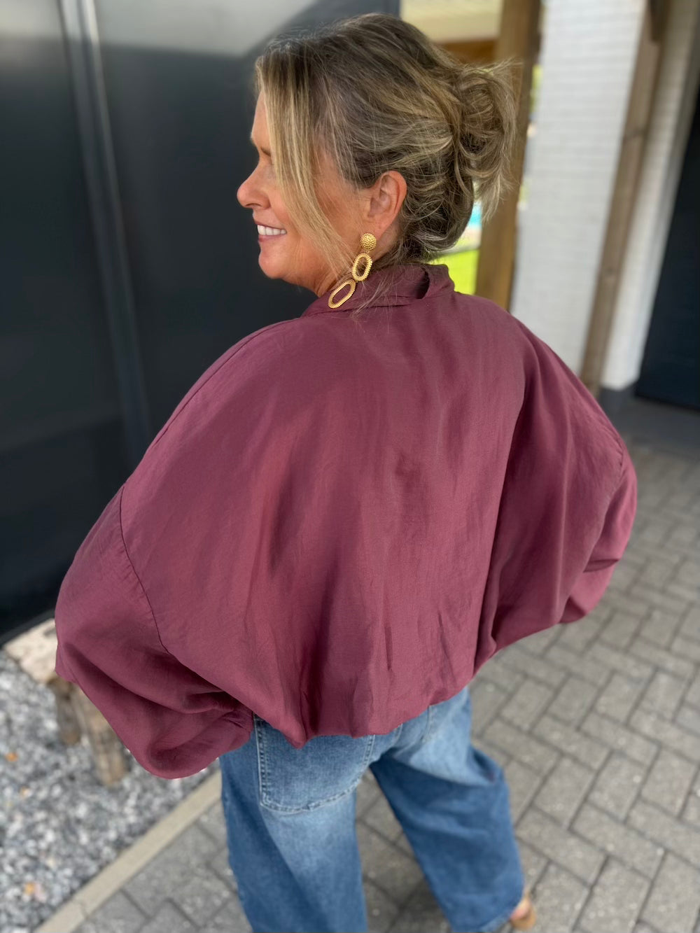 bomber jas tencell bordeaux