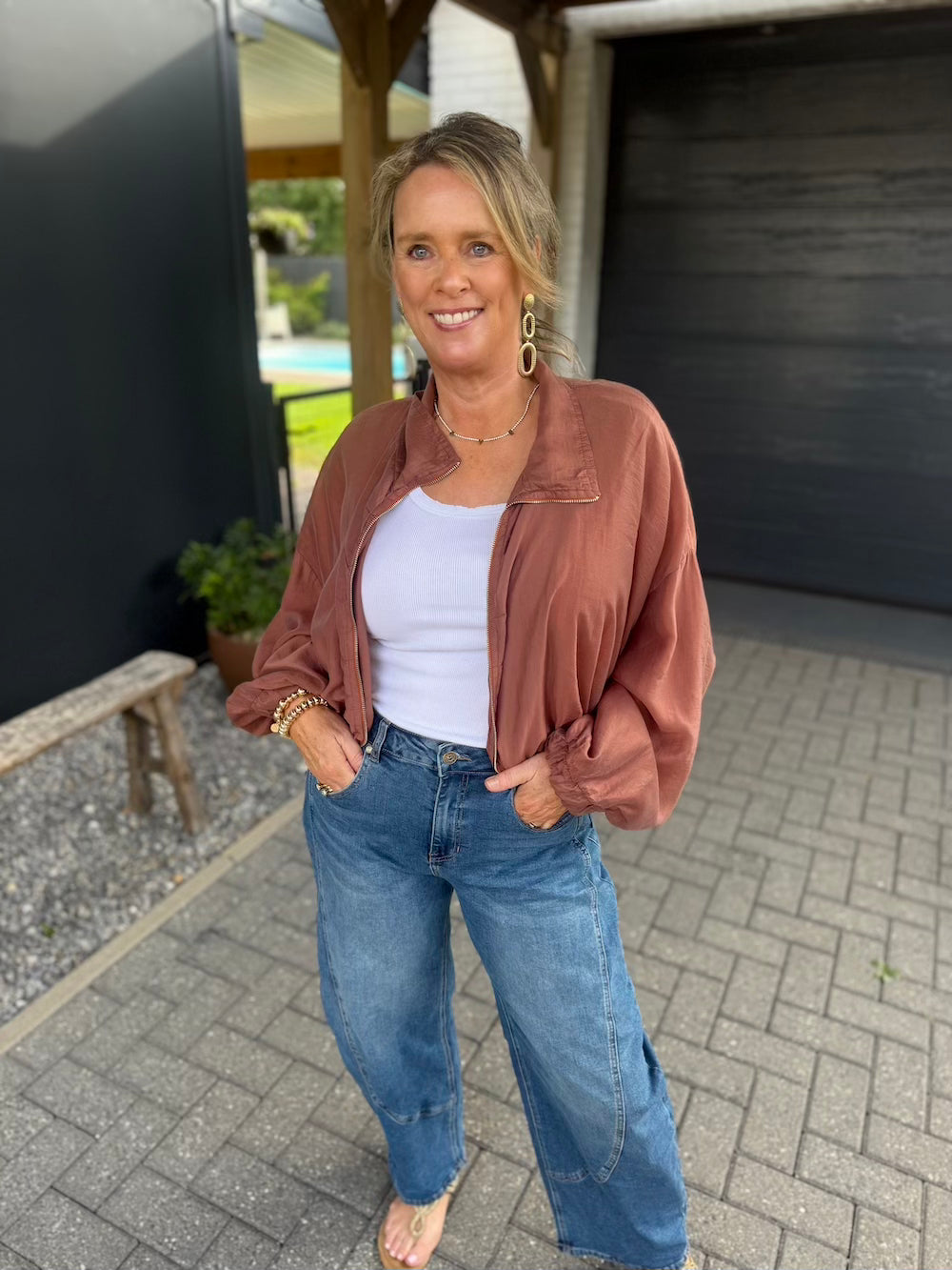 bomber jas tencell brique