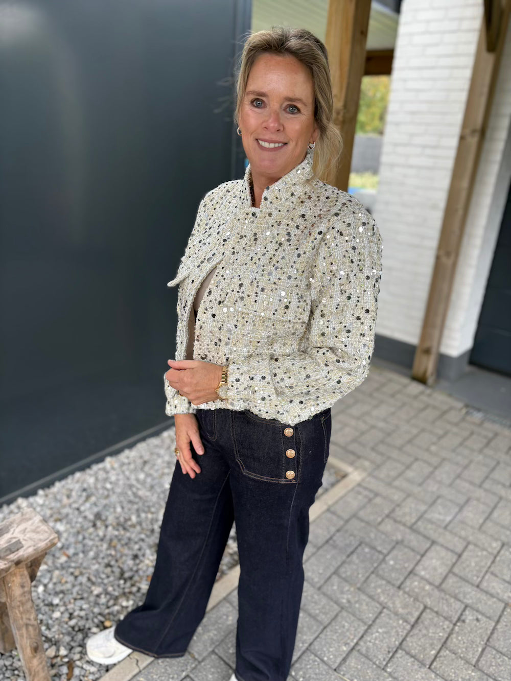 Jeans donkerblauw wide leg