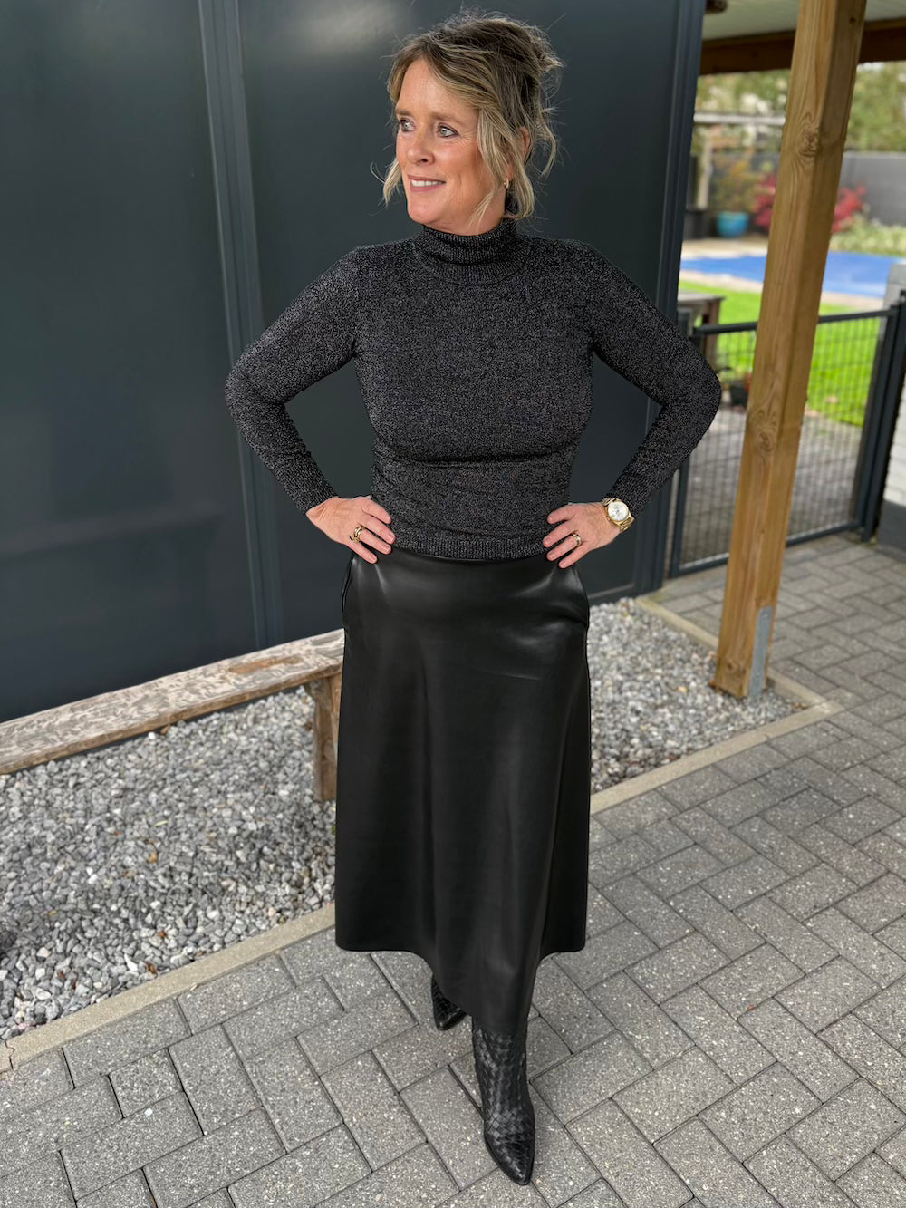 Rok vegan leather zwart