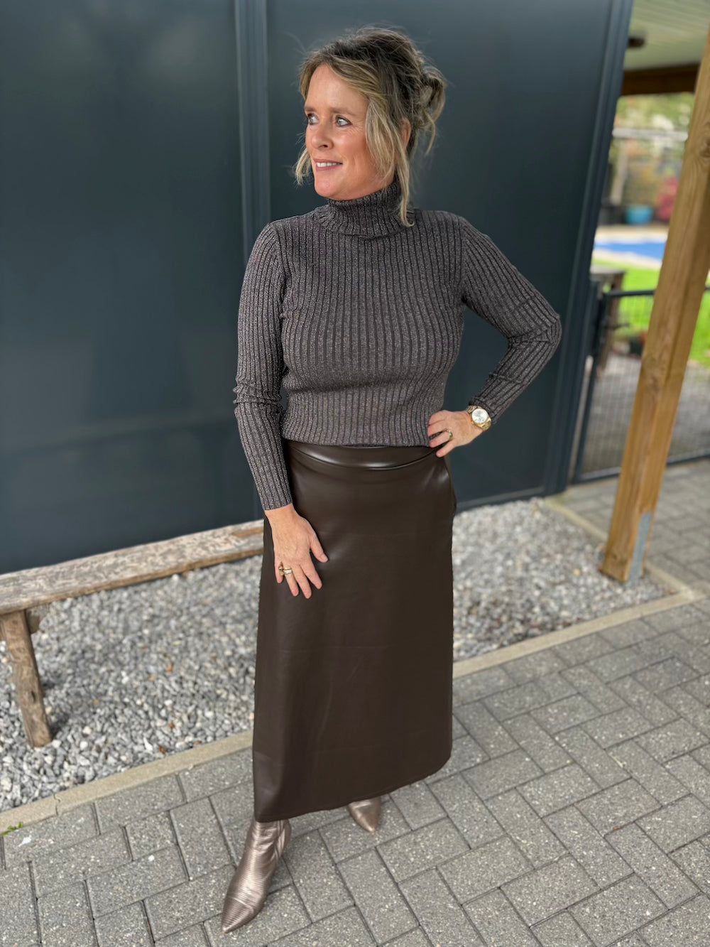 Rok vegan leather bruin