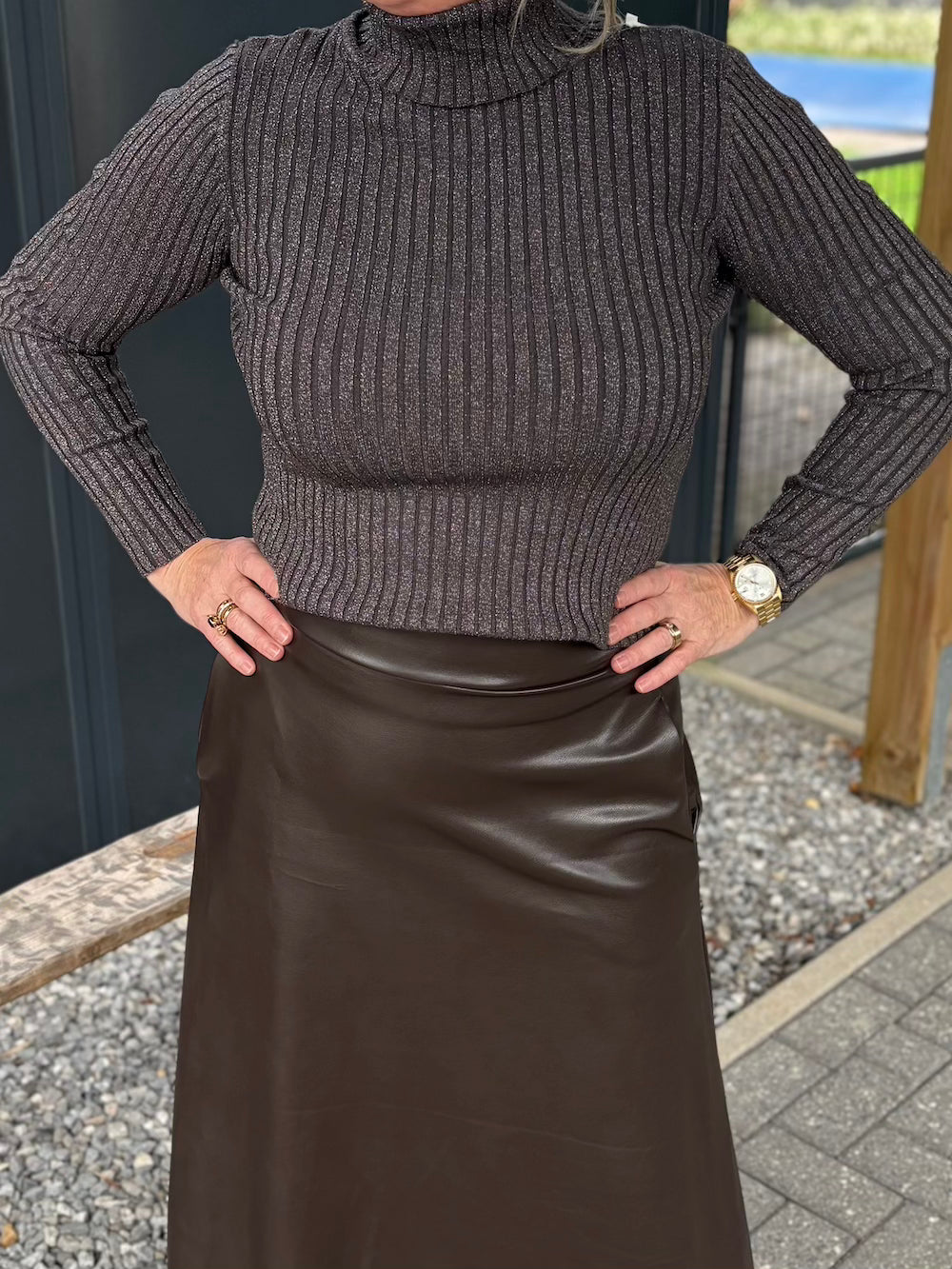 Rok vegan leather bruin