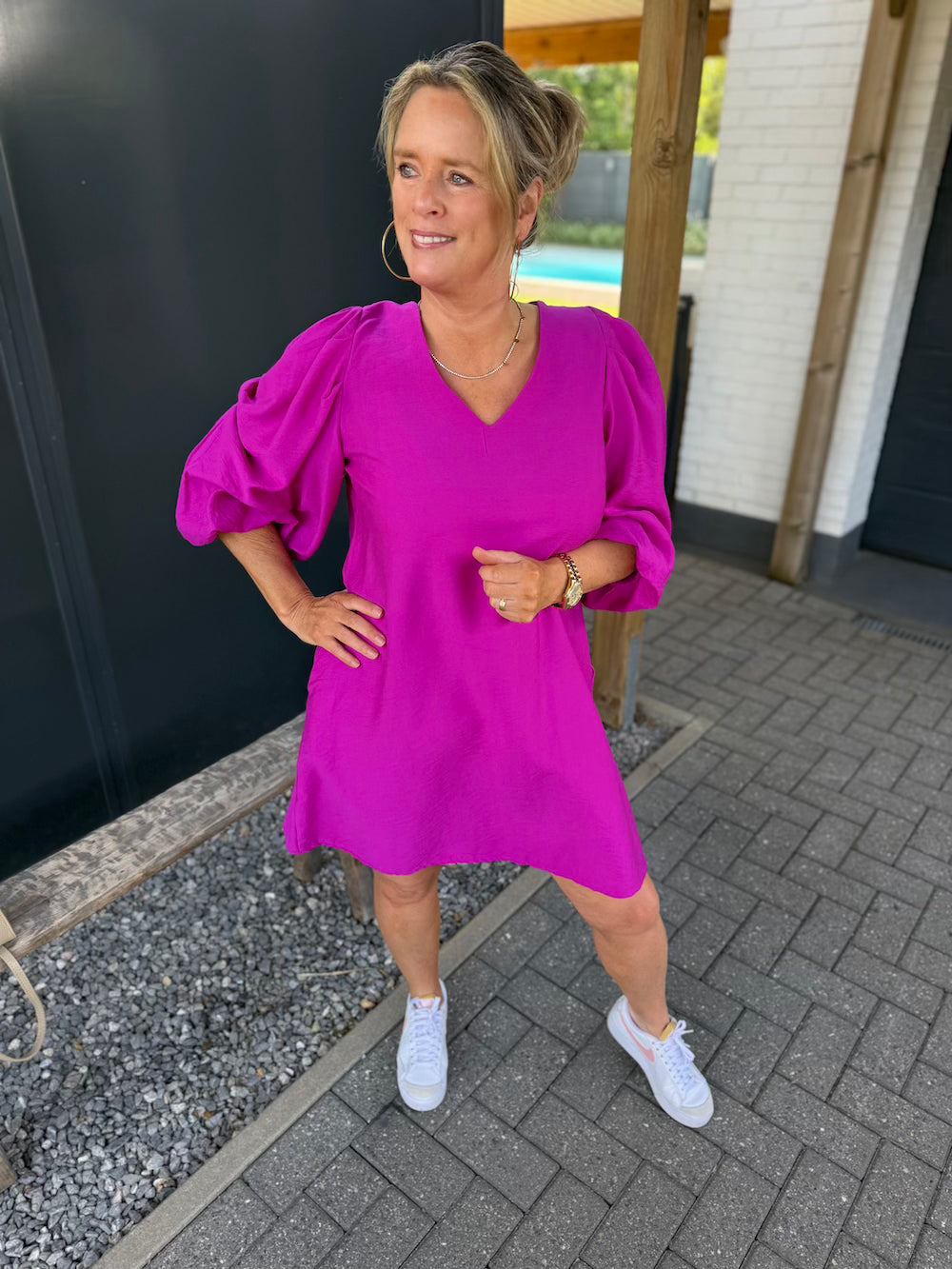Jurkje met lint en pofmouw
