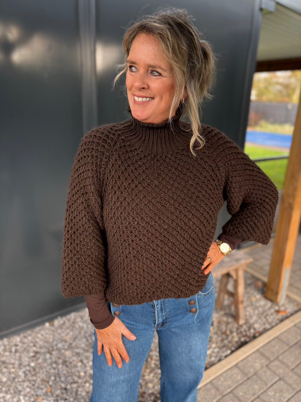 trui grof gebreid bruin