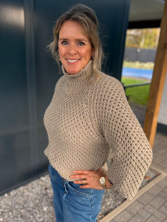 Trui grof gebreid taupe beige