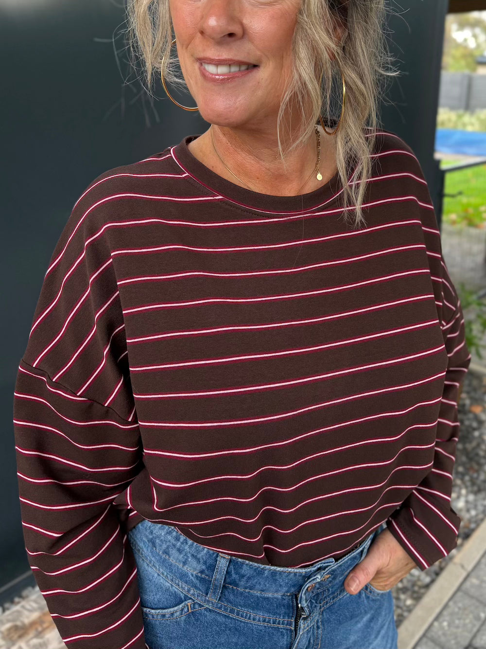 Longsleeve shirt roze bordeaux bruin 