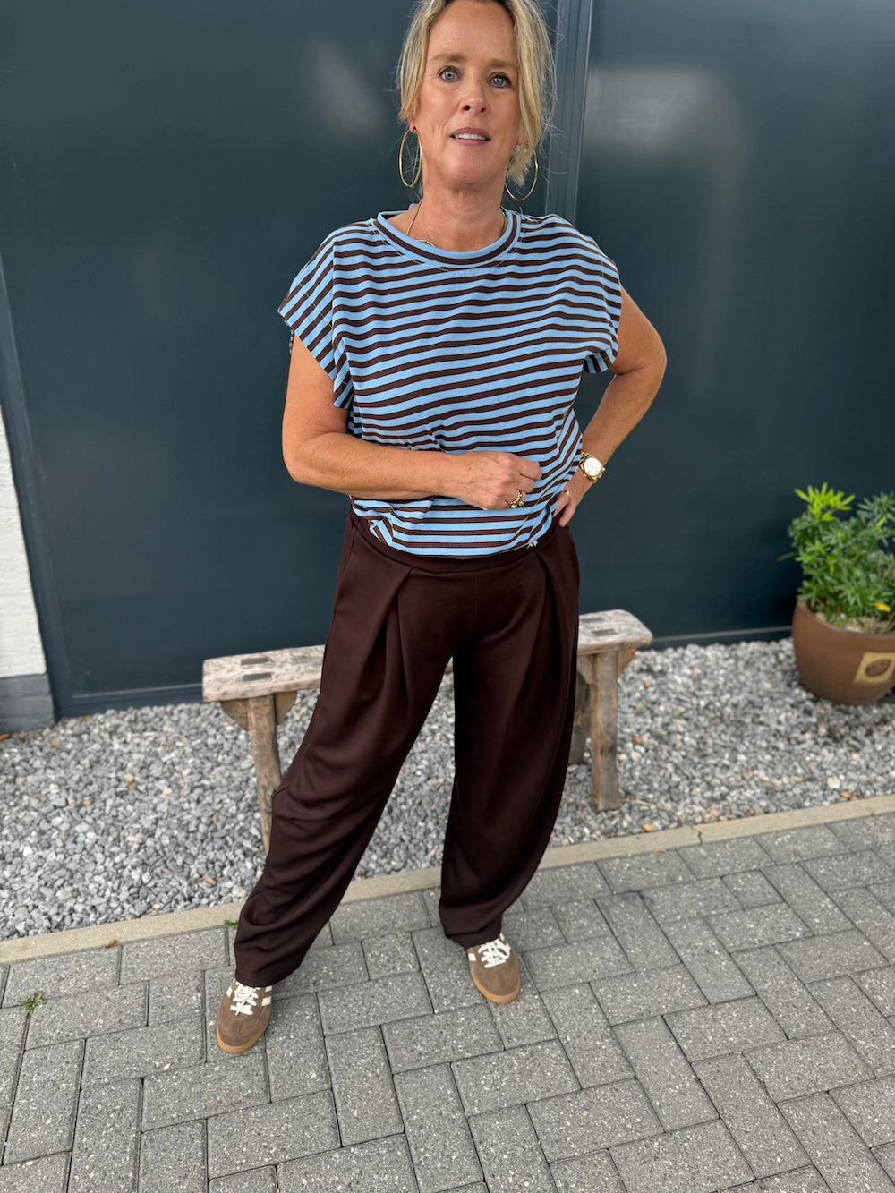 zachte pantalon bruin