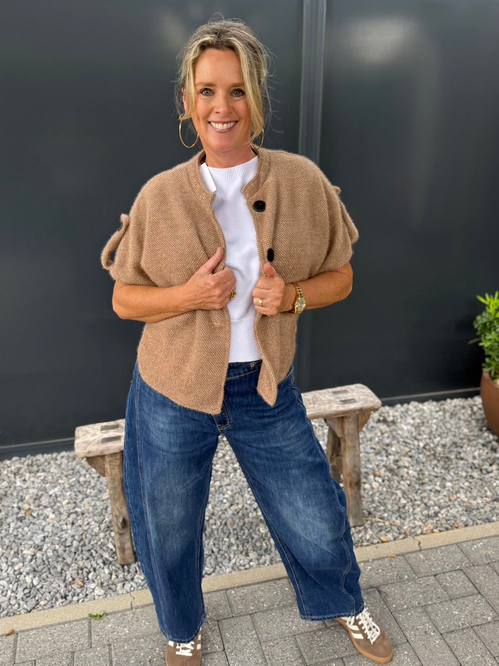 Barrel jeans met schuine sluiting