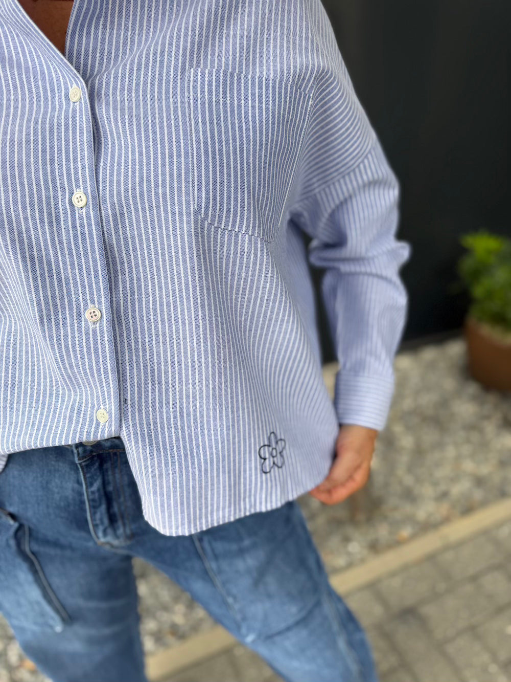 Blouse gestreept blauw wit