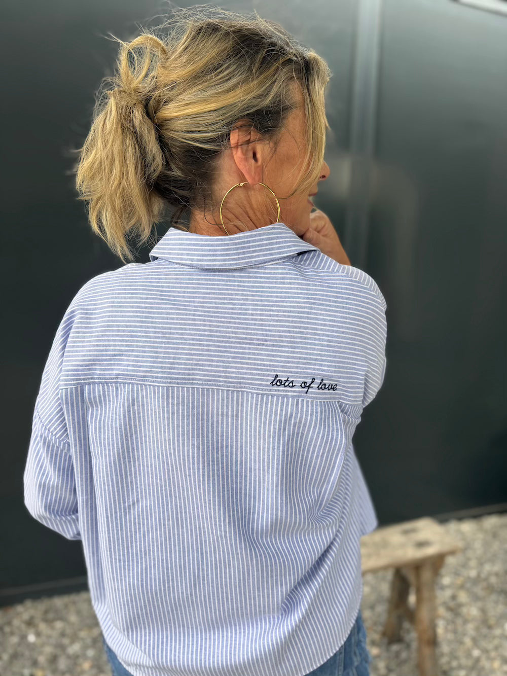 Blouse gestreept blauw wit