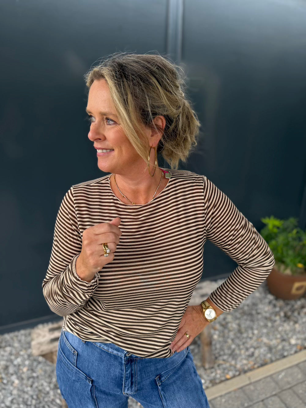 top met kasjmier gestreept