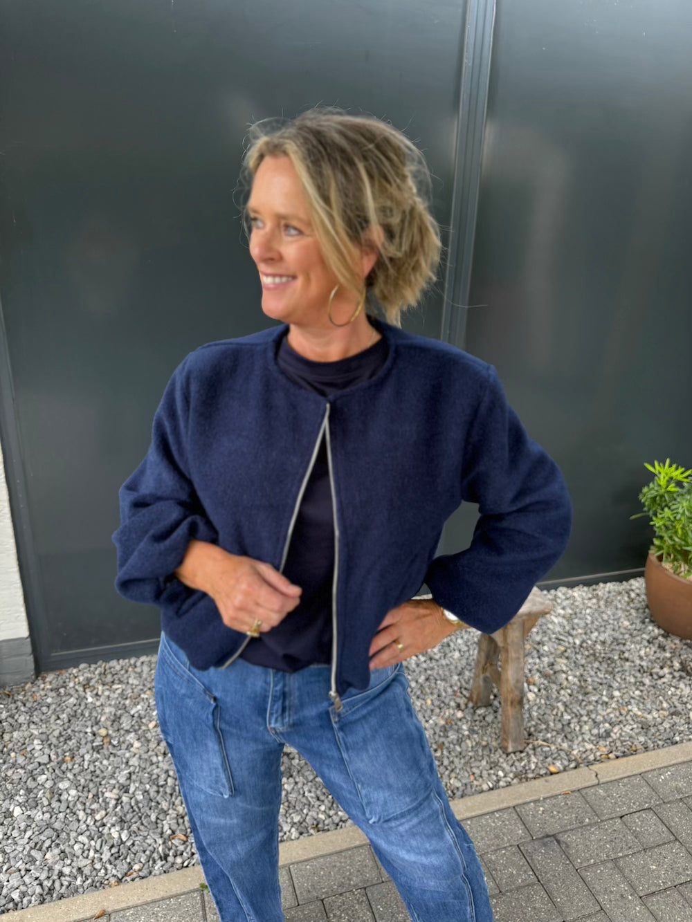 bomber zacht marine blauw