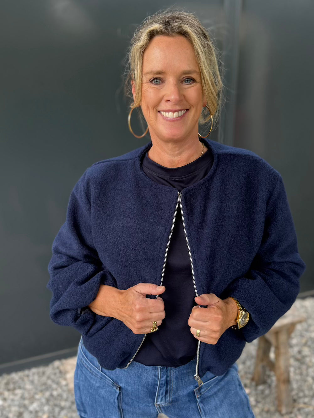 bomber zacht marine blauw