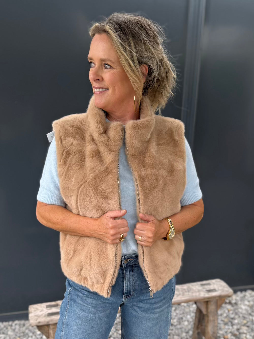 Bodywarmer fake fur