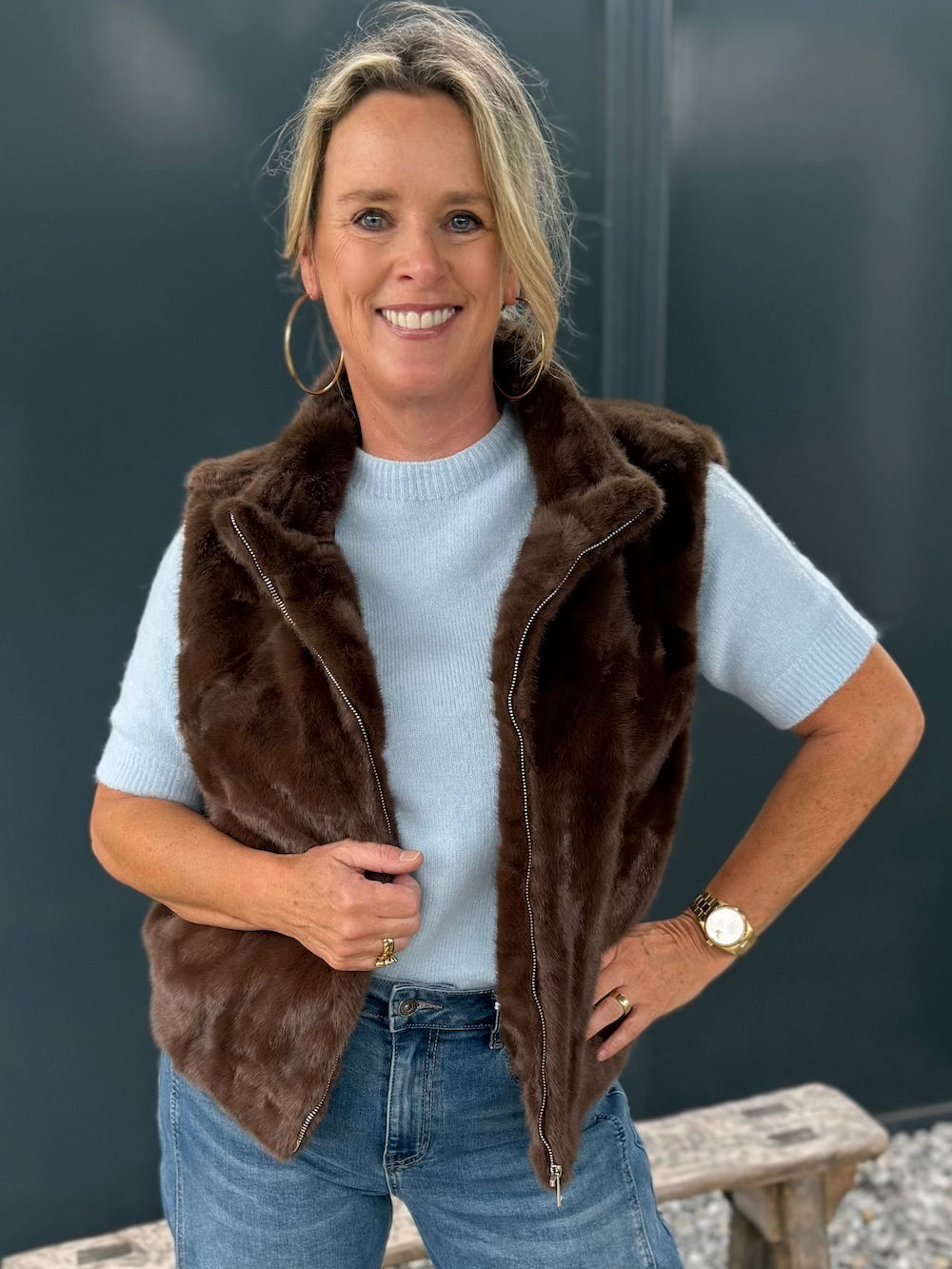 Bodywarmer fake fur