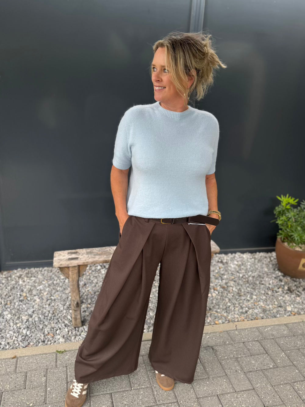Wijde pantalon met riem