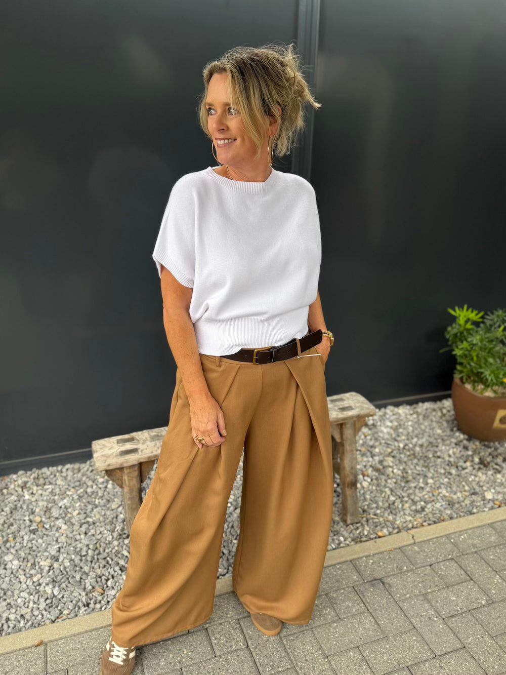 Wijde pantalon met riem