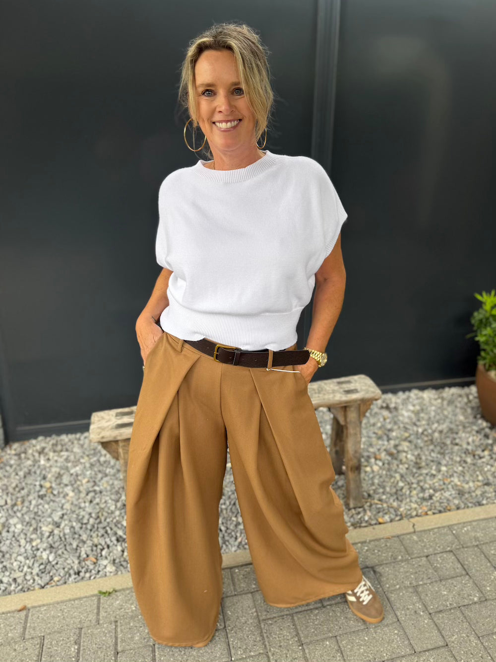 Wijde pantalon met riem