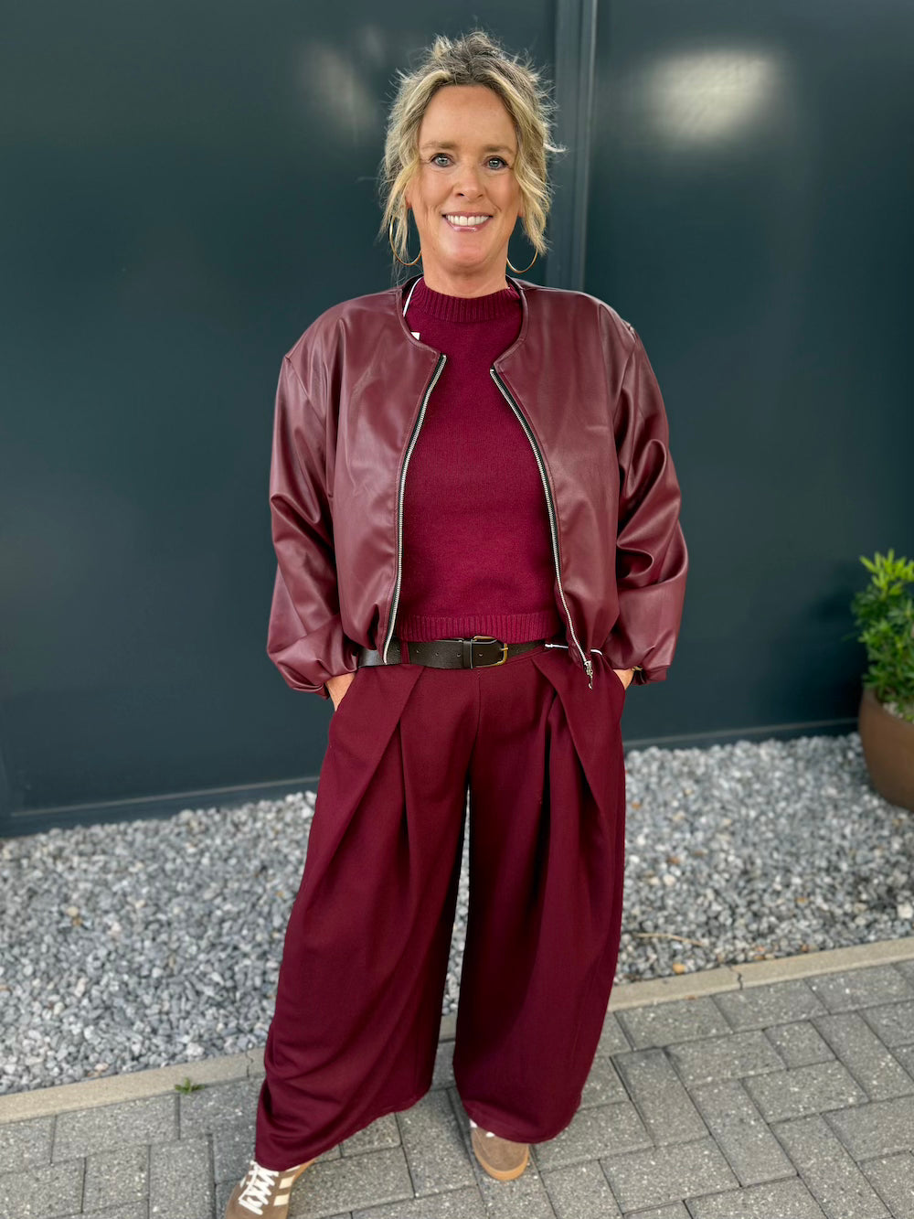 bomber vegan leather bordeaux