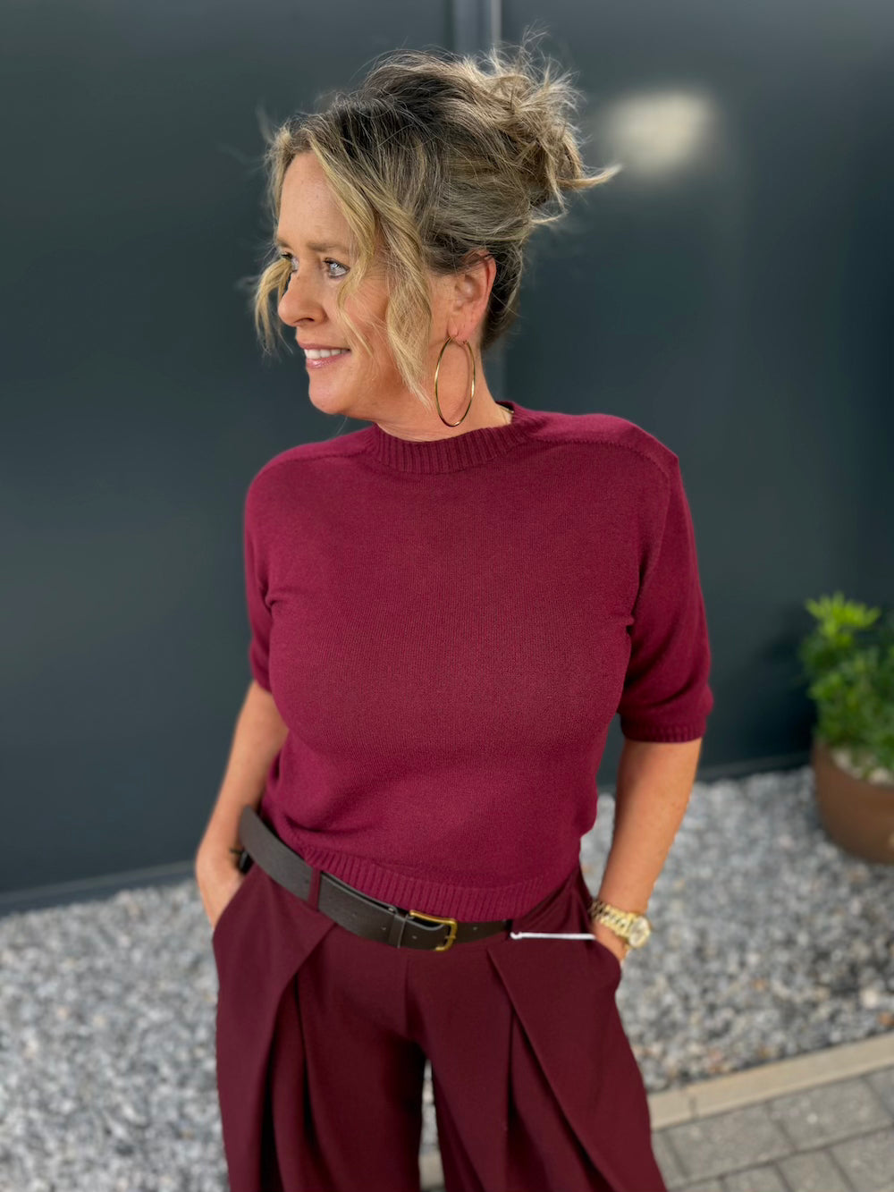 truitje korte mouw bordeaux