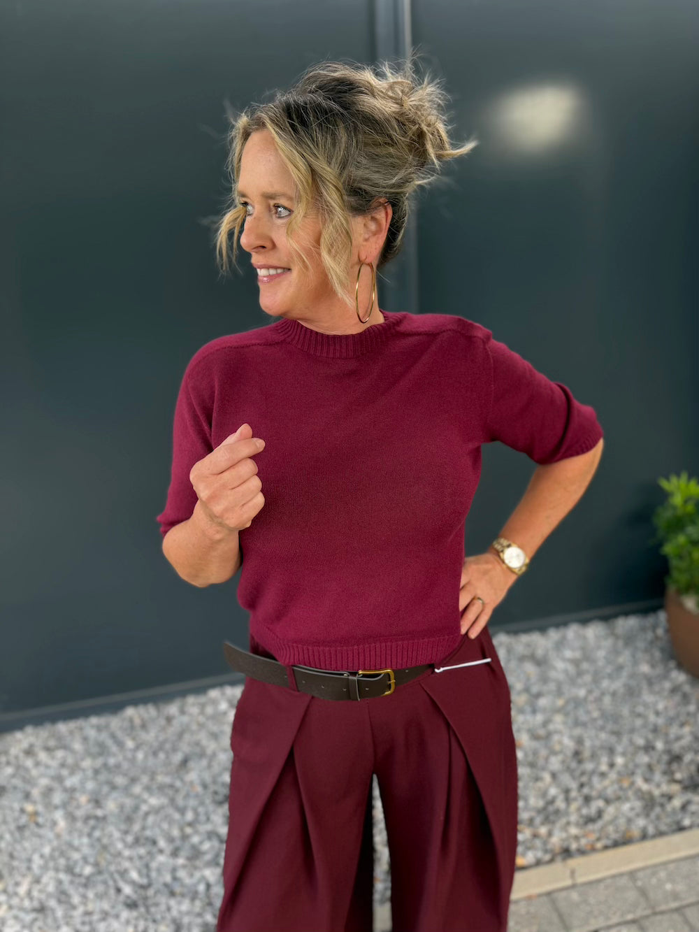 truitje korte mouw bordeaux